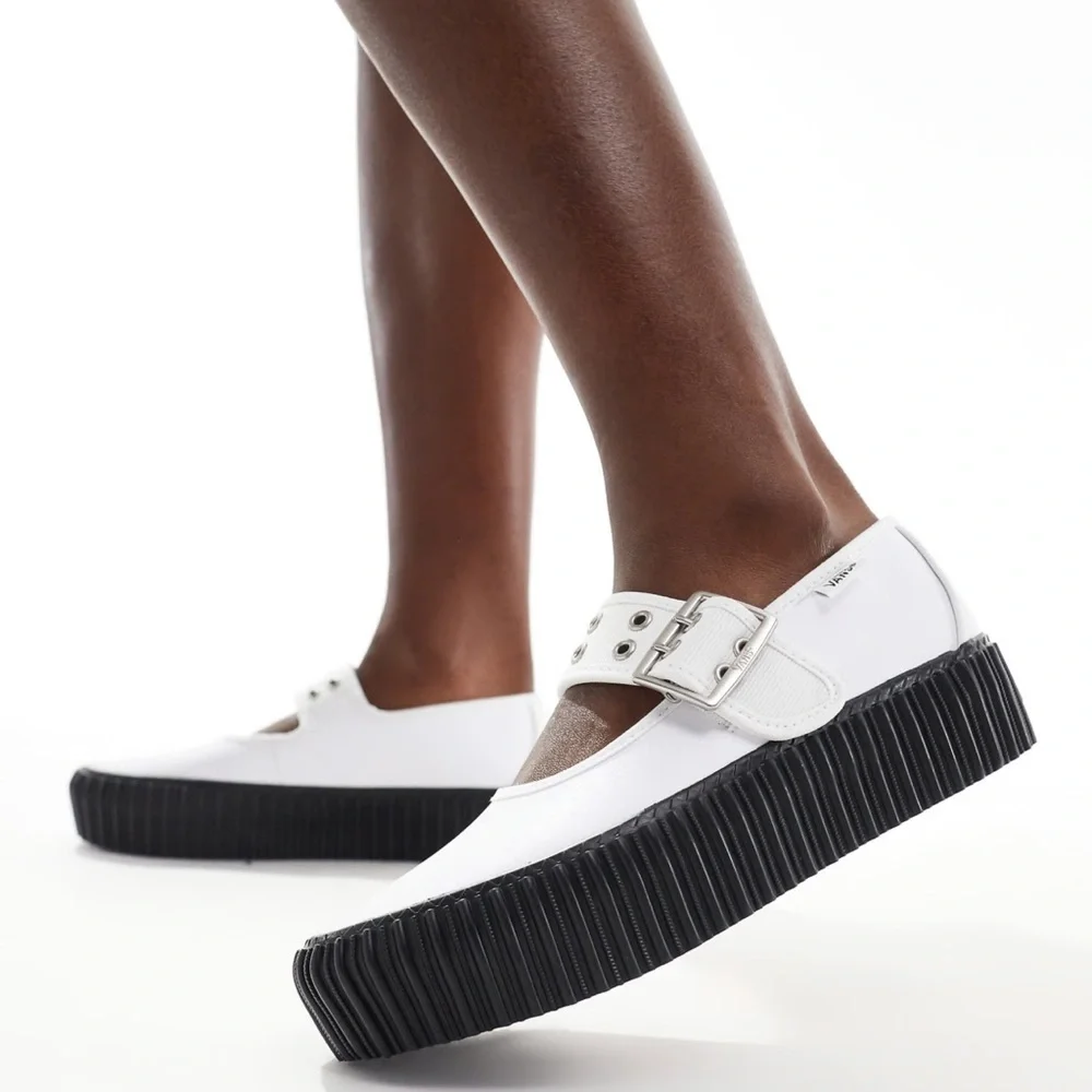 Vans White Dress Shoes with Black Trim - Picture 11 of 15